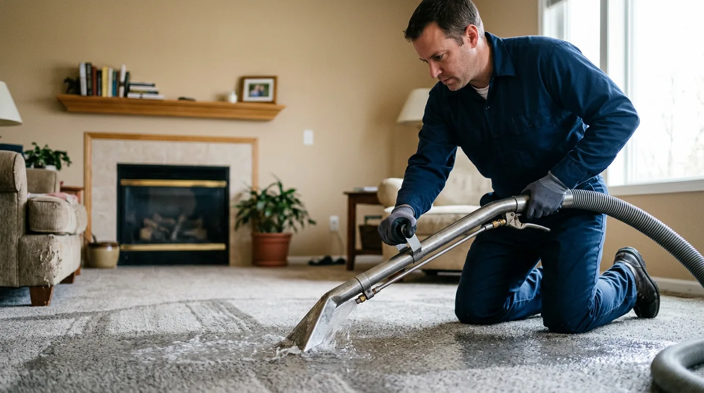 Water damage restoration technician working near Onaway, MI
